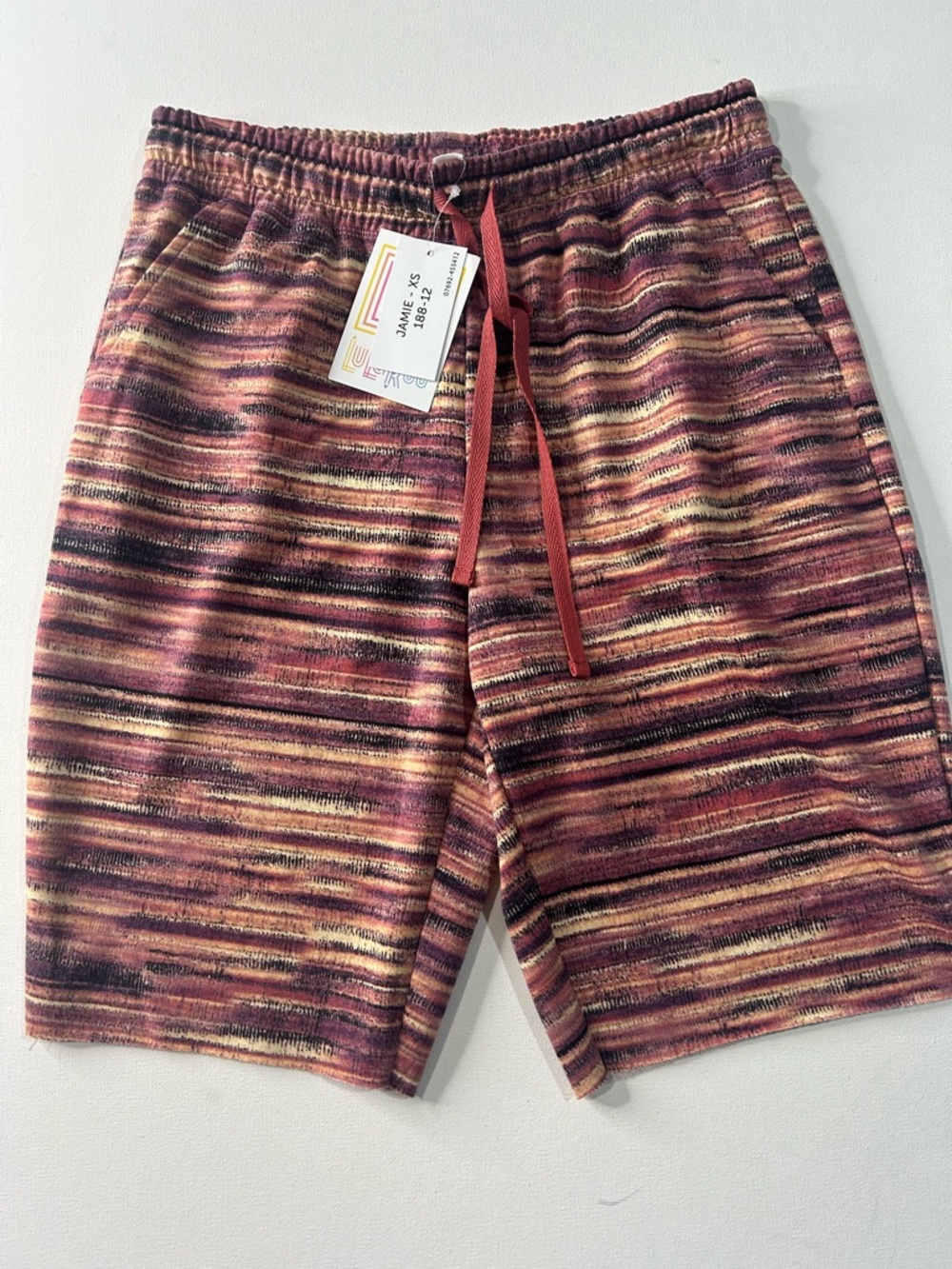 NWT LuLaRoe XS Jamie Striped Knit Shorts in Rust, Burgundy & Tan